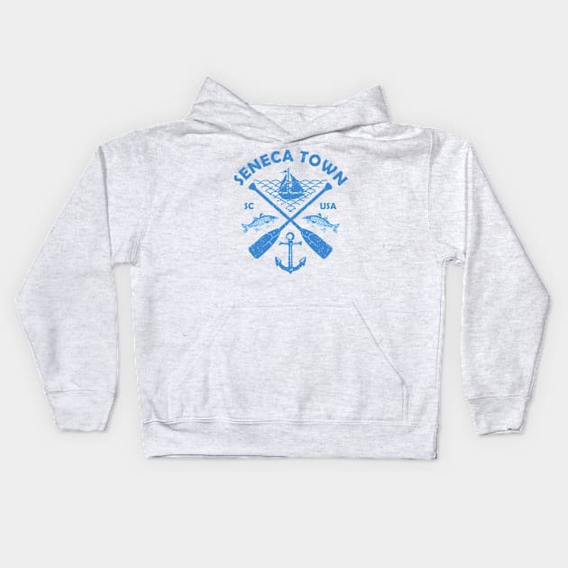 Seneca Lake Town, South Carolina, Fishing Boat Paddle Adventure Kids Hoodie by JahmarsArtistry - APA